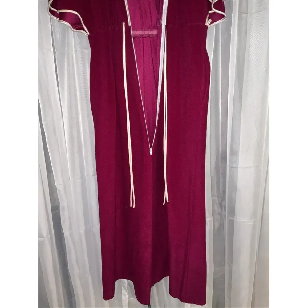 Vintage Vanity Fair Jewel Toned Fuchsia Magenta Maxi Flutter sleeve Robe medium